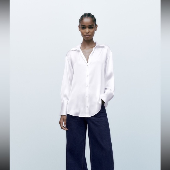 ZARA- Flowy Satin Effect Shirt - Picture 5 of 10